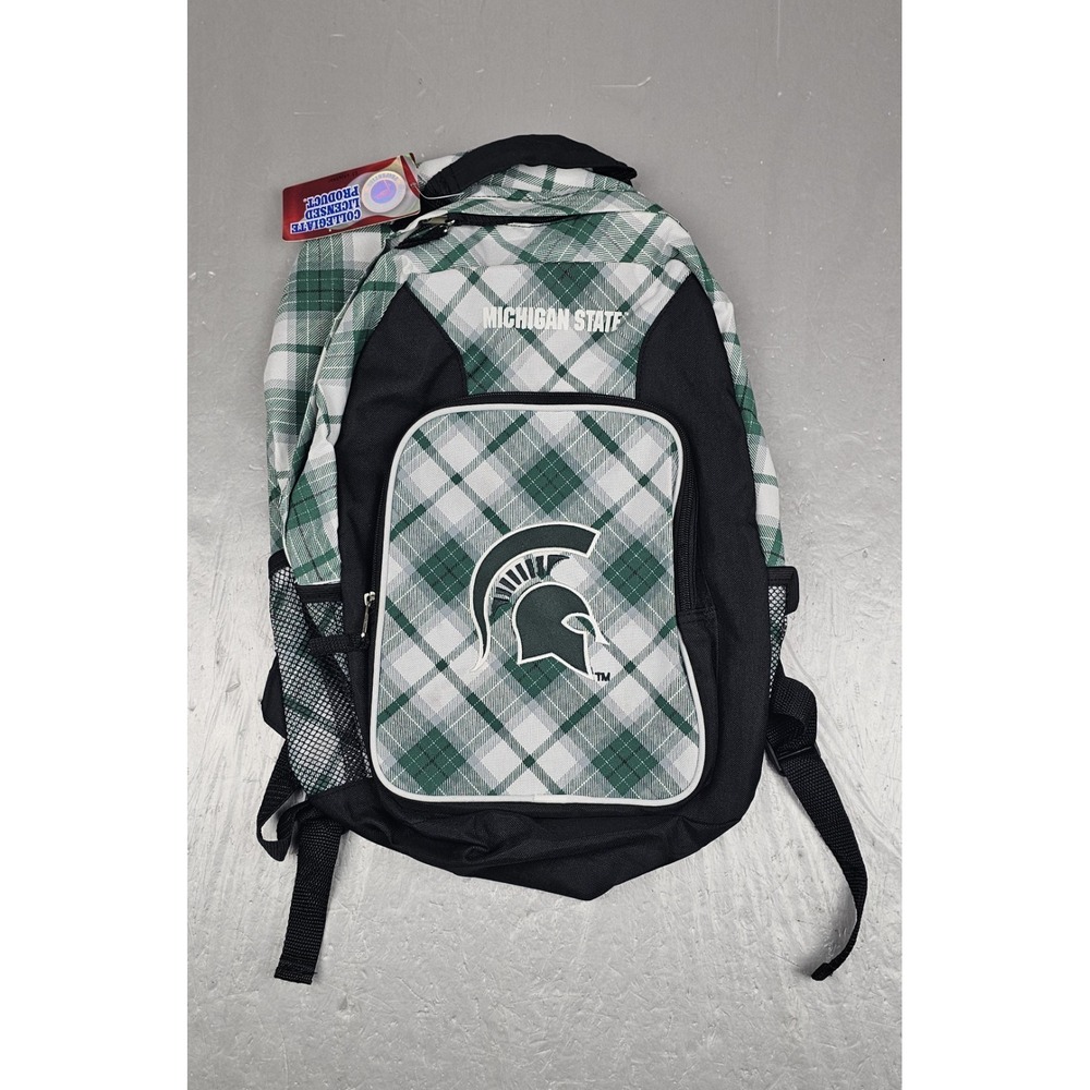 Northwest Captain Michigan State Spartans Backpack Green Plaid NCAA Padded NWT